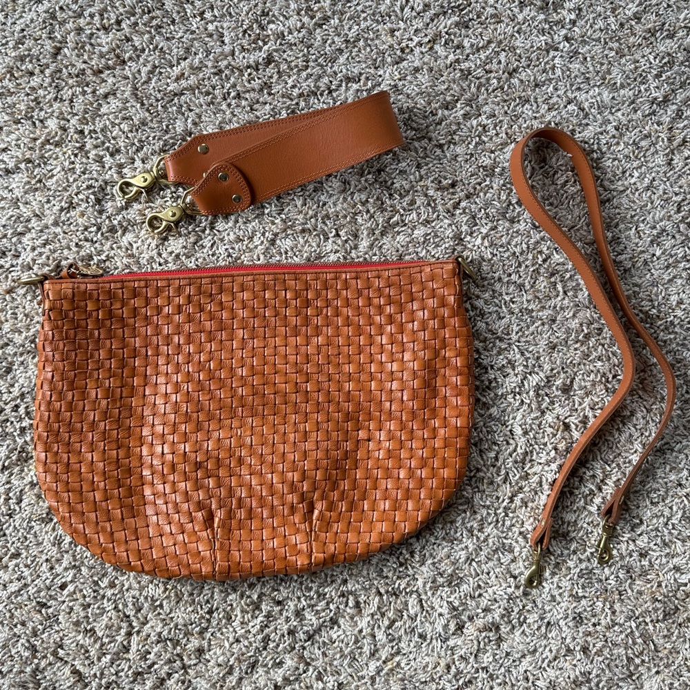Clare V. Moyen Messenger in Natural Woven Checker